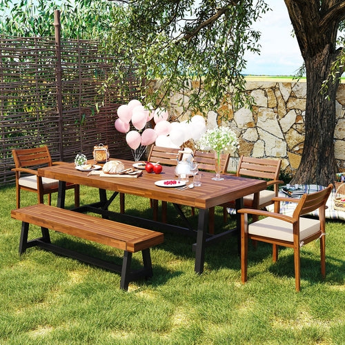 Outdoor Wood Dining Set For 7-8 Person