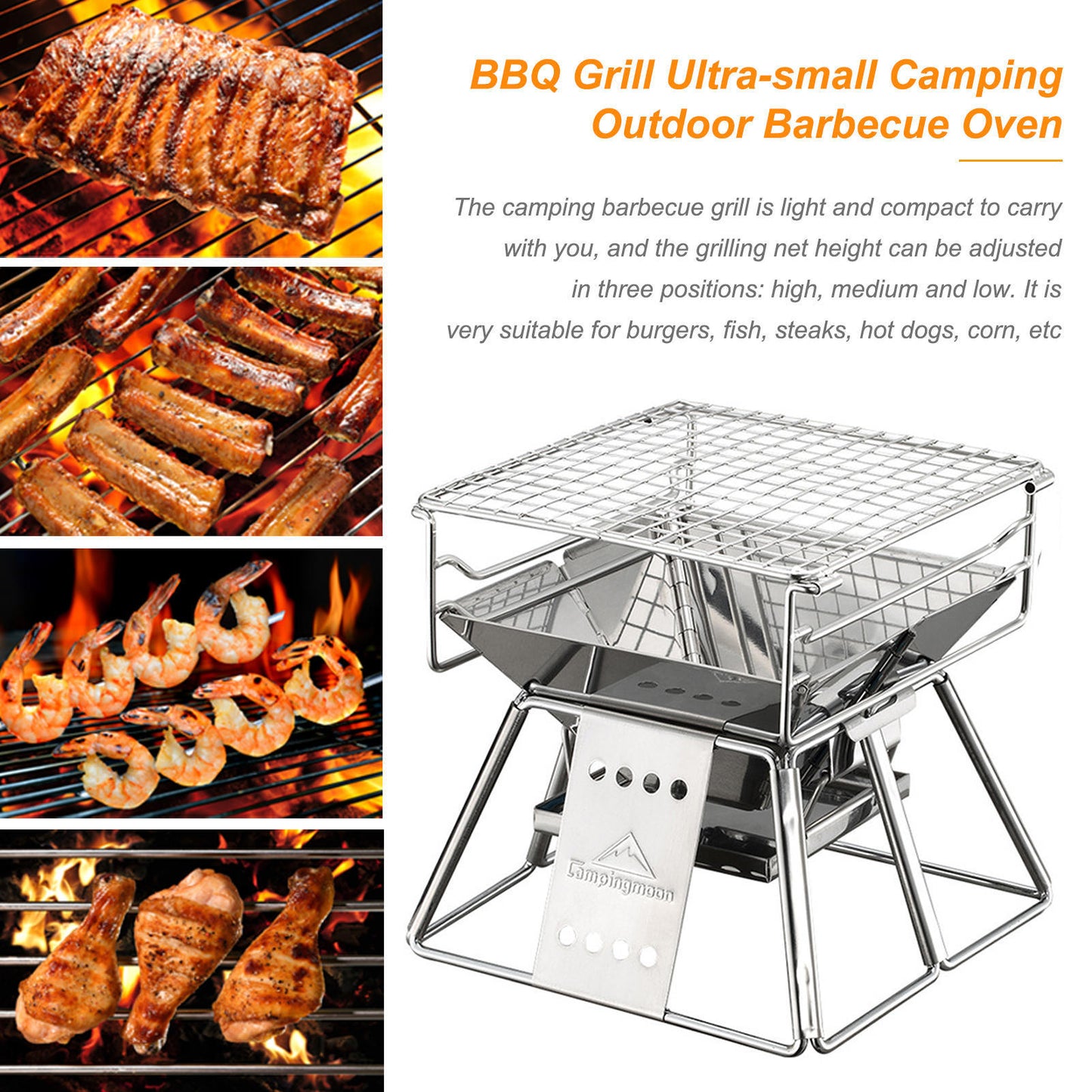 Portable Stainless Steel BBQ Grill Non-stick Surface