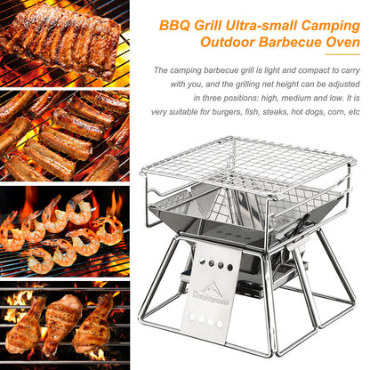 Portable Stainless Steel BBQ Grill Non-stick Surface