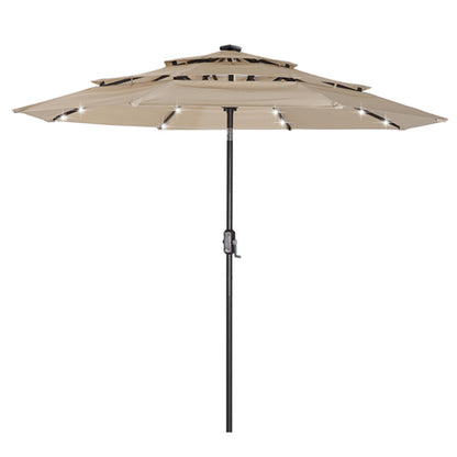 3 Tiers And 8 Ribs Outdoor Umbrella With 32 LED Lights