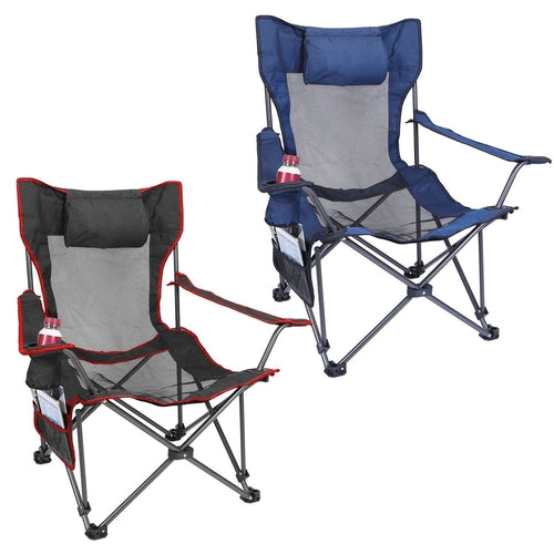 Foldable Camping Chair 330LBS Load Heavy Duty Steel Lawn Chair