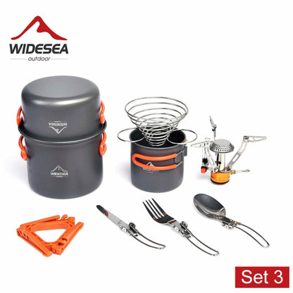 Camping Cookware Set Outdoor Tableware Equipment Supplies Burner Stove