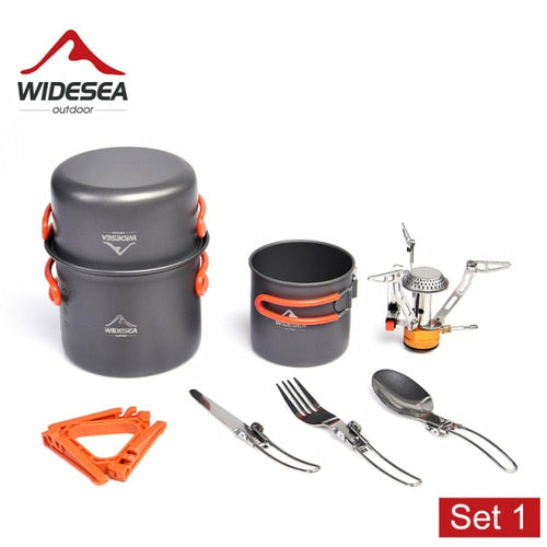 Camping Cookware Set Outdoor Tableware Equipment Supplies Burner Stove